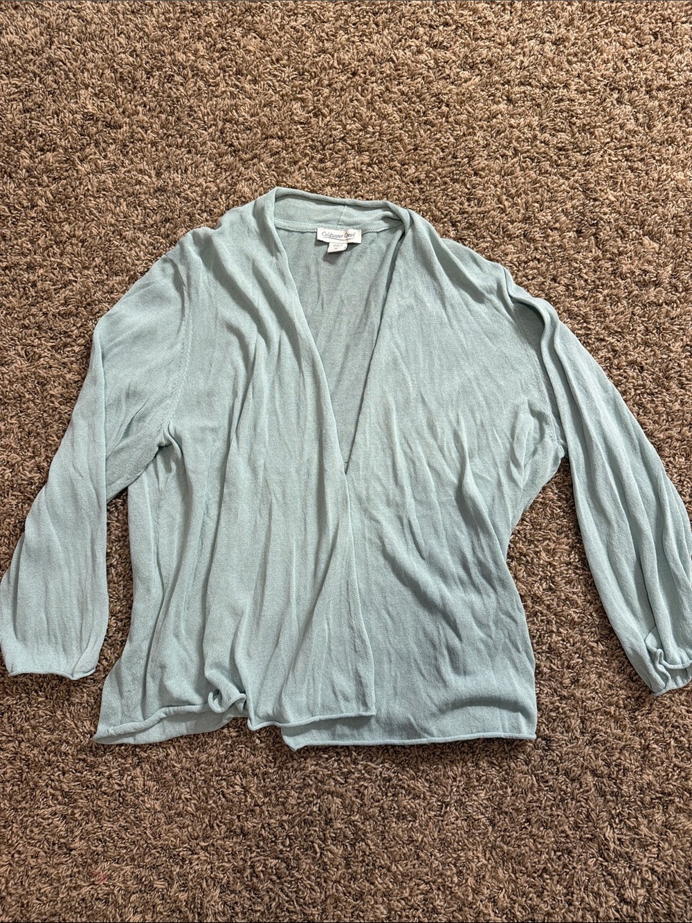 Coldwater Creek Light Aqua Open Drape Cardigan
